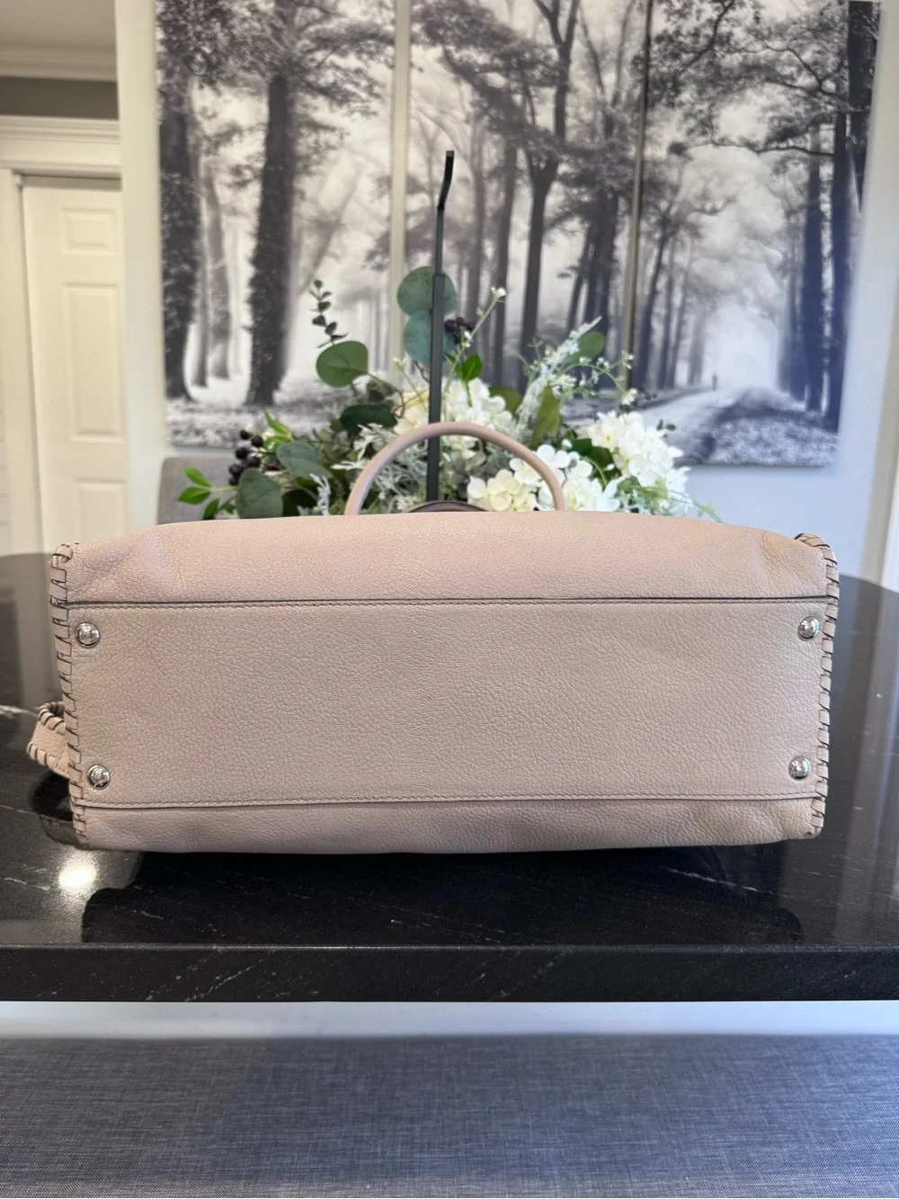 🤎Michael Kors Hamilton Whipped Leather Large Satchel Shoulder Bag – Light Taupe